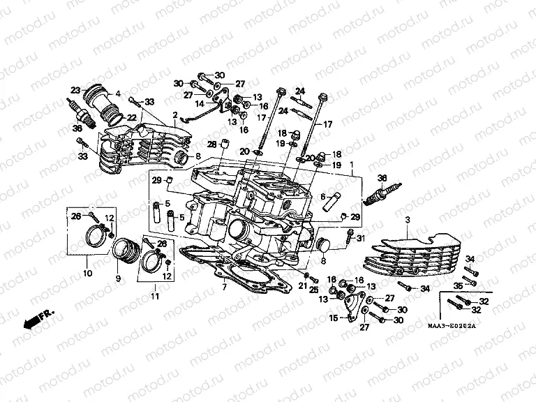 E-2-2 CYLINDER HEAD (REAR) (VT1100CS / CT)