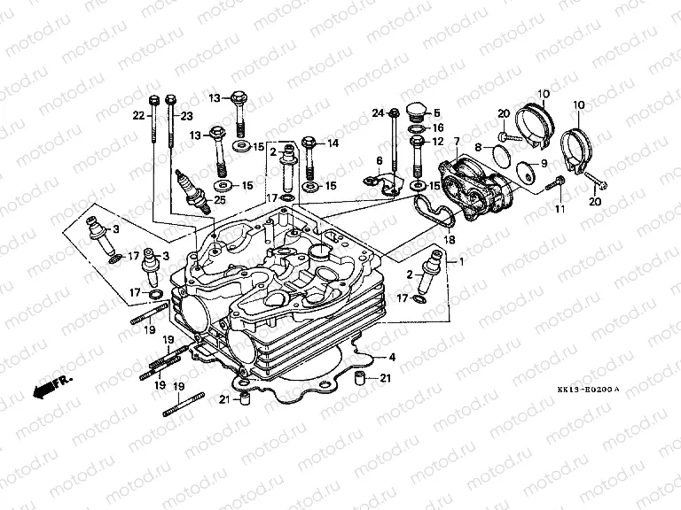 E-2 CYLINDER HEAD (XR250RE / EF)