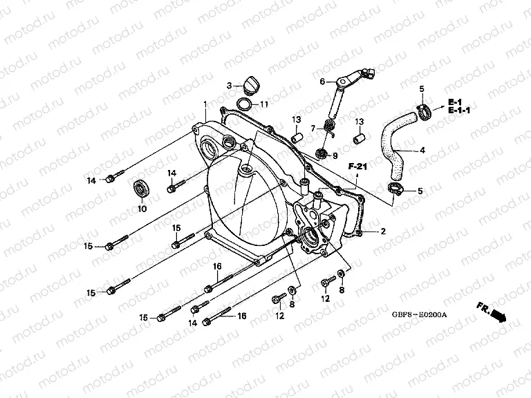 E-2 RIGHT CRANKSHAFT COVER