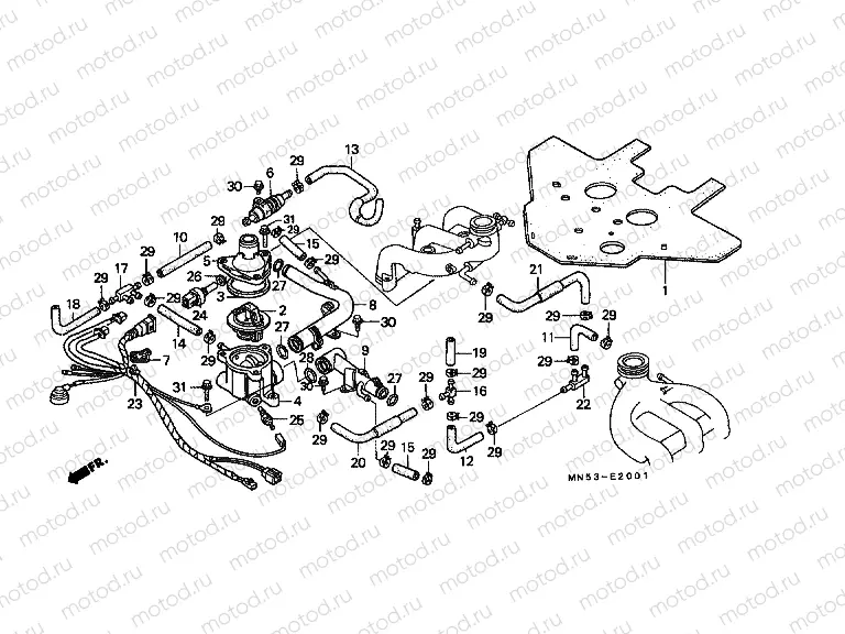 E-20-1 WATER PIPE / THERMOSTAT (GL1500L / AM / SEM)