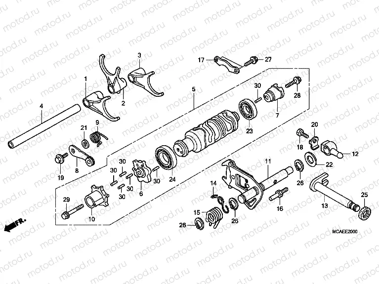 E-20 GEARSHIFT DRUM/SHIFT FORK