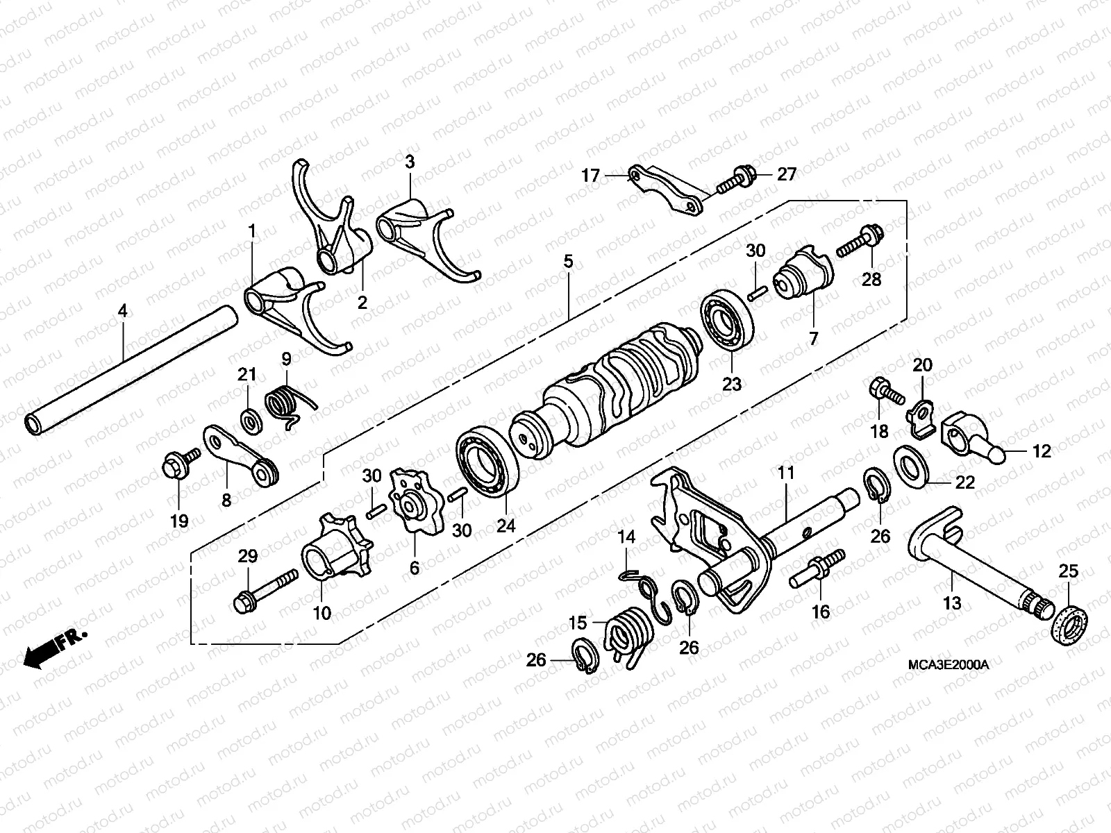 E-20 SHIFT DRUM/SHIFT FORK