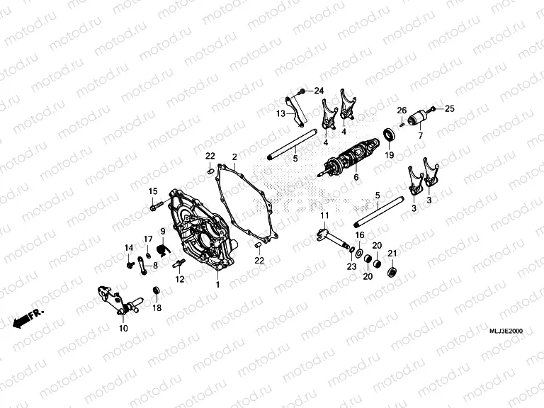 E-20 SHIFT DRUM/SHIFT FORK