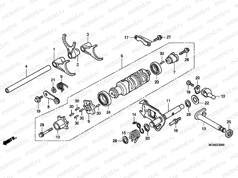 E-20 TRANSMISSION DRUM / CLUTCH FORK