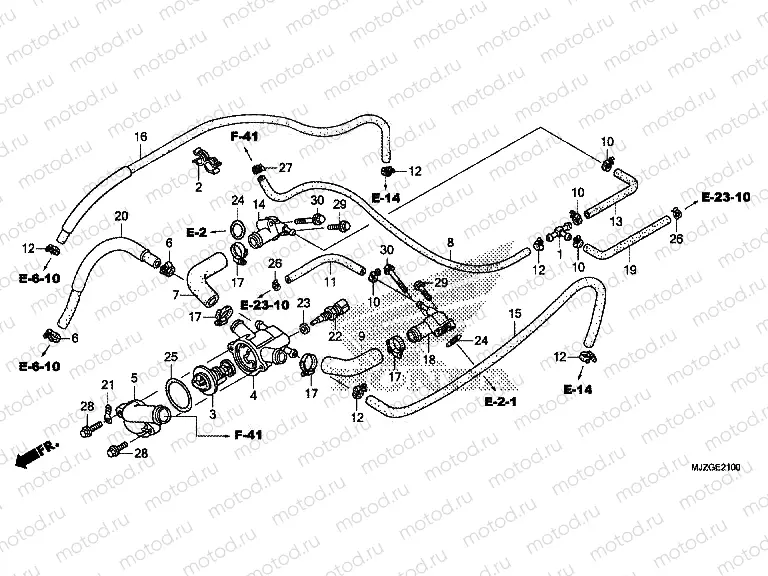 E-21 THERMOSTAT / WATER HOSE