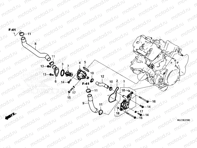 E-21 THERMOSTAT/WATER HOSE