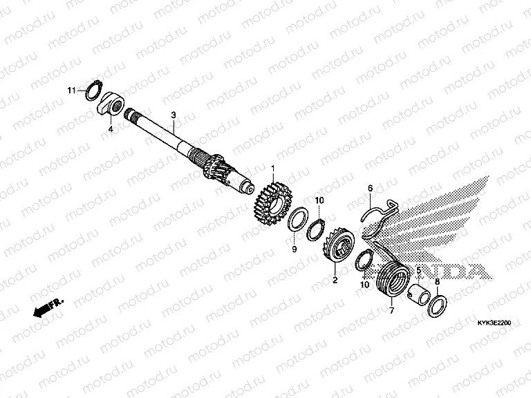 E-22 KICK STARTER SPINDLE