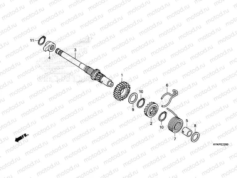 E-22 KICK STARTER SPINDLE