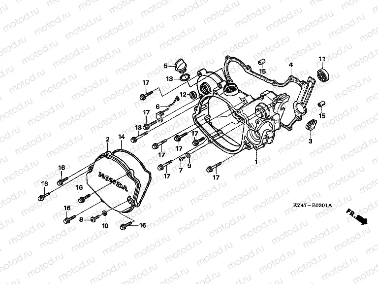 E-3-1 RIGHT CRANKSHAFT COVER (CR125R5-7)