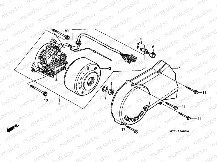E-4 LEFT CRANKSHAFT COVER / GENERATOR