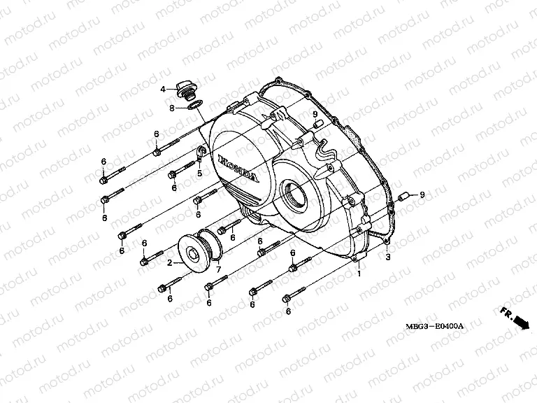 E-4 RIGHT CRANKSHAFT COVER