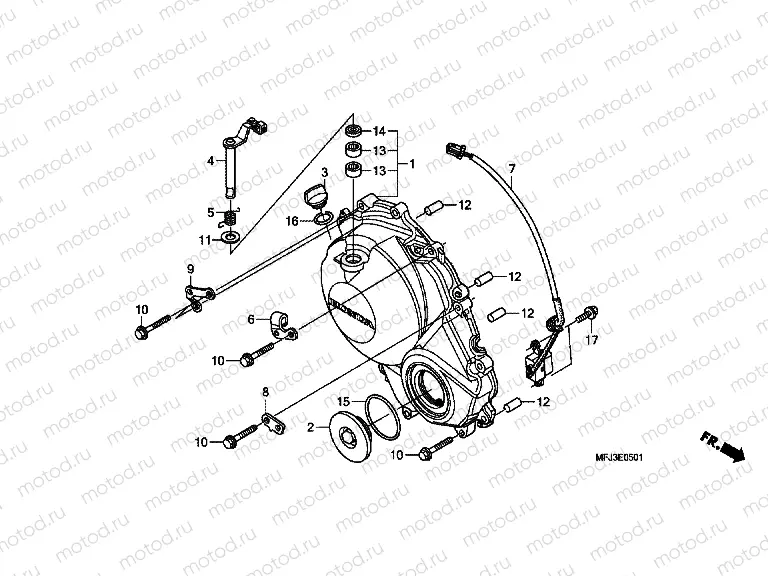 E-5-1 RIGHT CRANKSHAFT COVER (CBR600RR9, A, B / RA9, A, B)