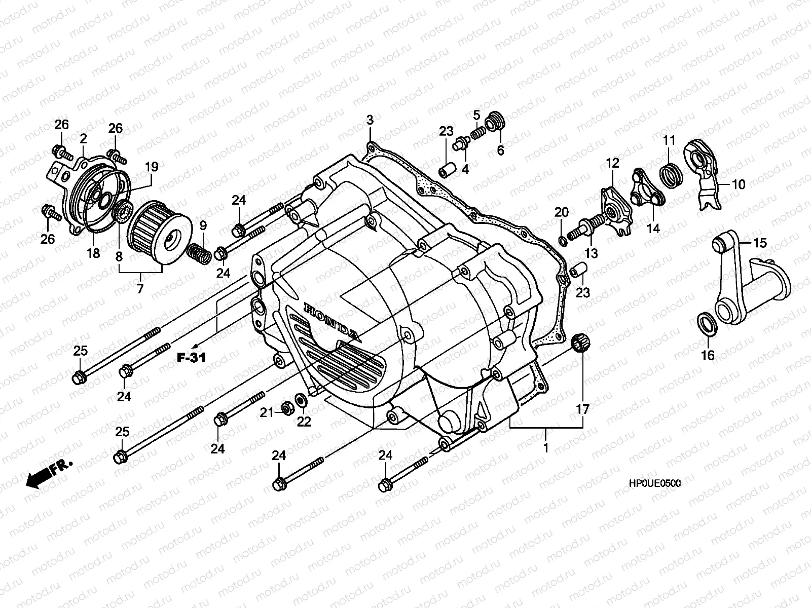 E-5 FRONT CRANKCASE COVER (TRX 500FM)