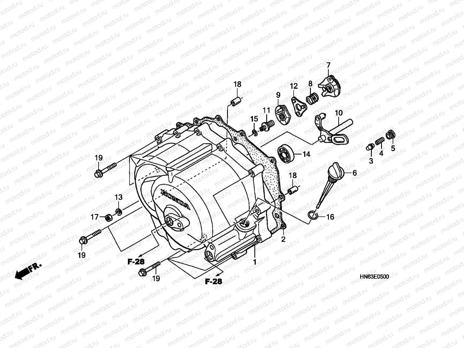 E-5 FRONT CRANKCASE COVER (TRX250EX1 / 2/3/4/5)