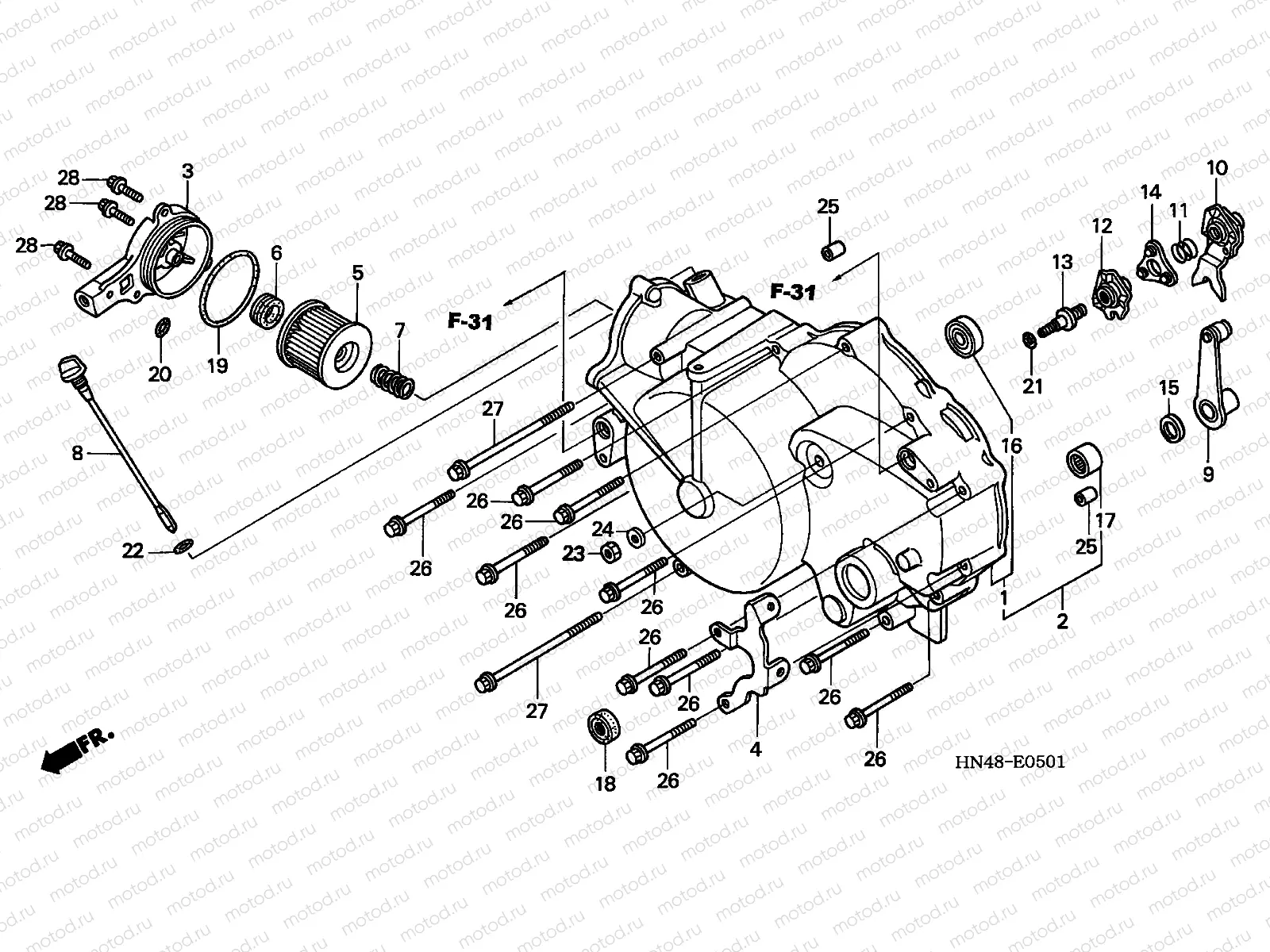 E-5 FRONT CRANKCASE COVER (TRX350TM/FM)