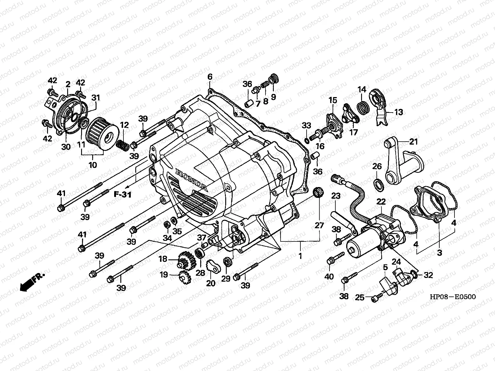 E-5 FRONT CRANKCASE COVER (TRX500FE)