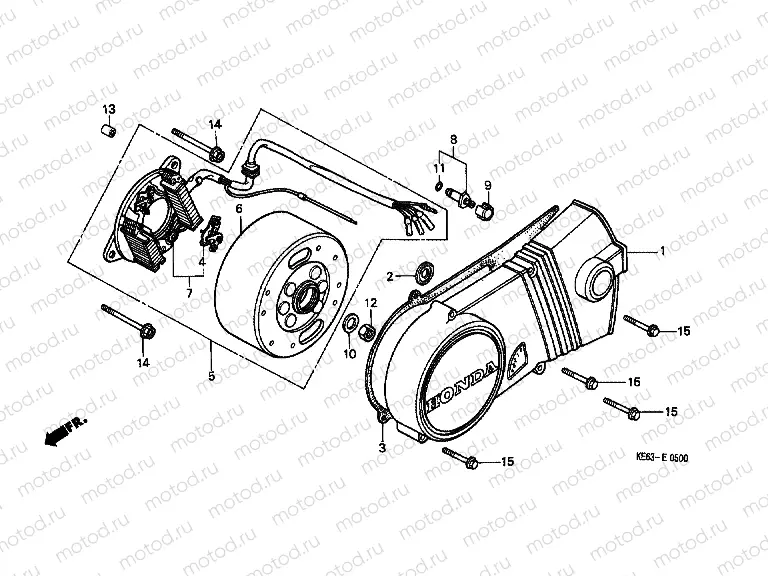 E-5 LEFT CRANKSHAFT COVER / GENERATOR (1)