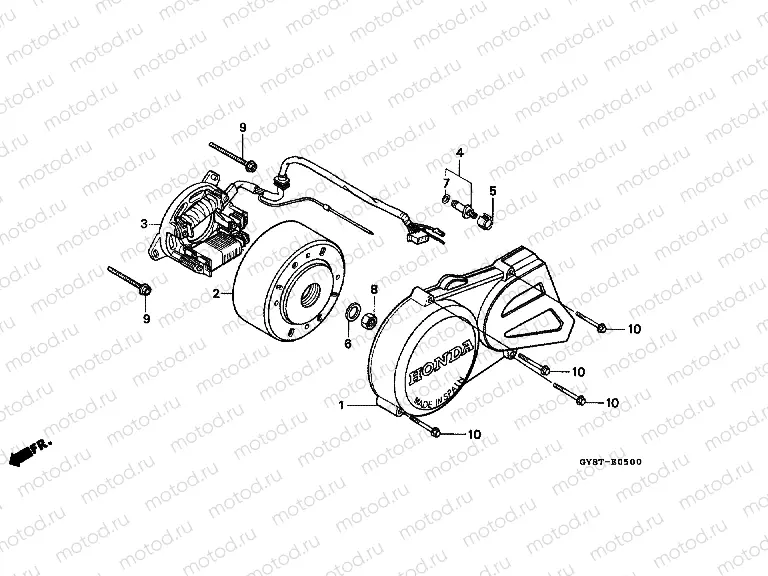 E-5 LEFT CRANKSHAFT COVER / GENERATOR