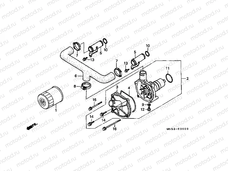E-5 OIL FILTER / WATER PUMP
