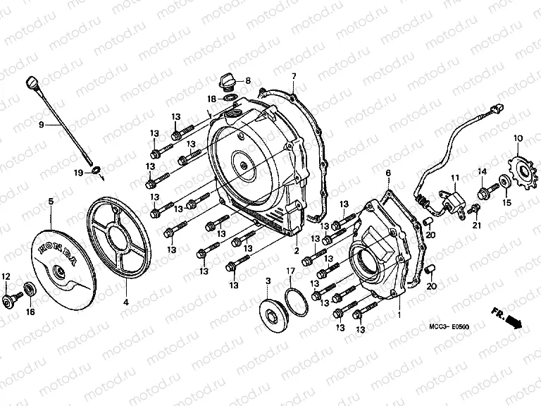 E-5 RIGHT CRANKSHAFT COVER