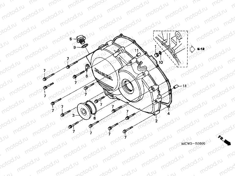 E-5 RIGHT CRANKSHAFT COVER