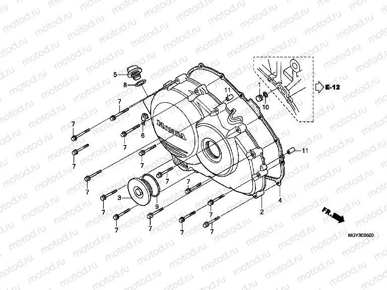 E-5 RIGHT CRANKSHAFT COVER