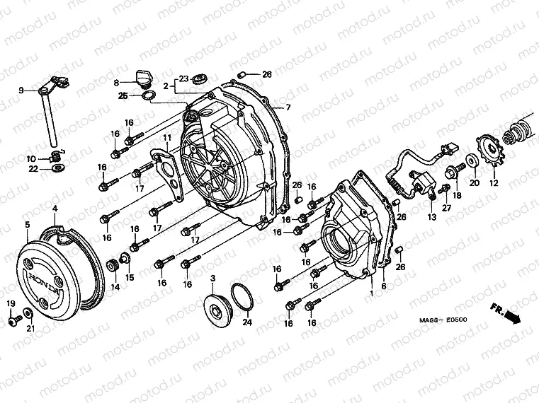 E-5 RIGHT CRANKSHAFT COVER