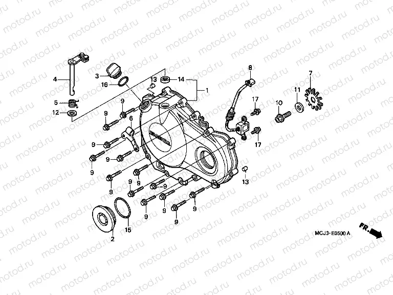 E-5 RIGHT CRANKSHAFT COVER