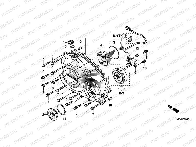 E-5 RIGHT CRANKSHAFT COVER