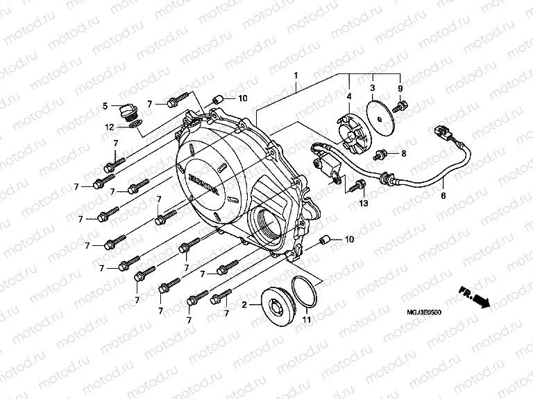 E-5 RIGHT CRANKSHAFT COVER