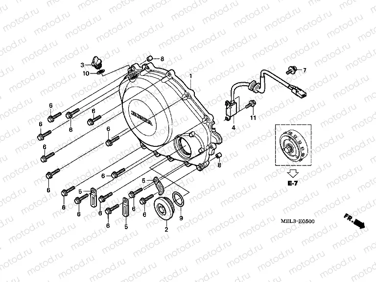 E-5 RIGHT CRANKSHAFT COVER