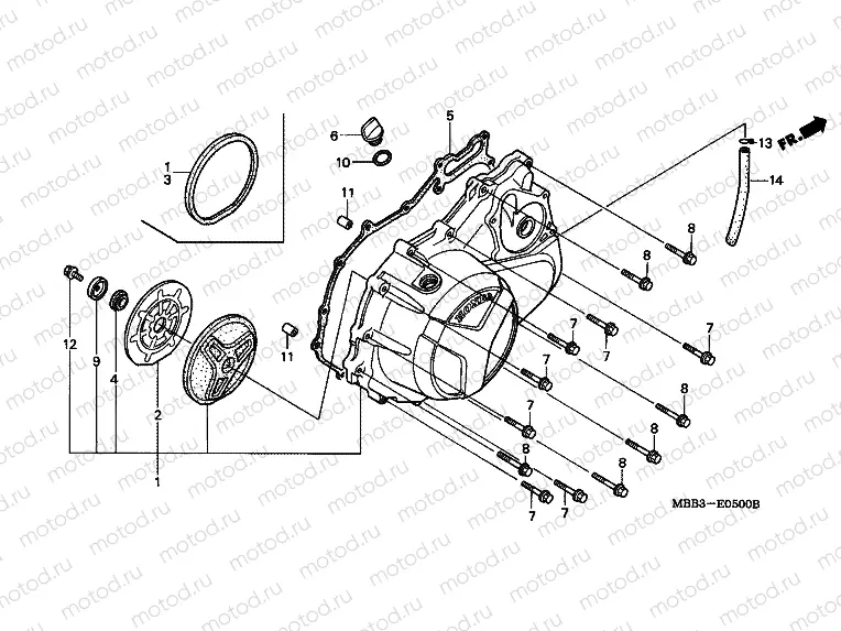 E-5 RIGHT CRANKSHAFT COVER
