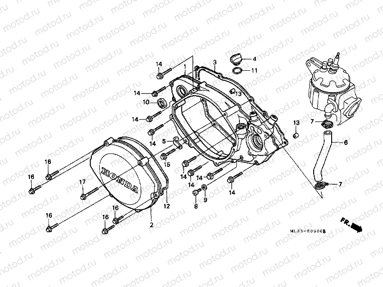 E-5 RIGHT CRANKSHAFT COVER