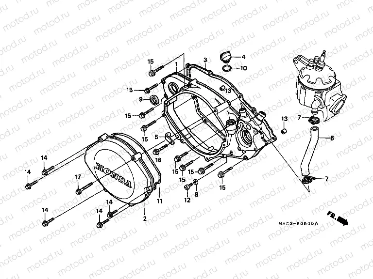 E-5 RIGHT CRANKSHAFT COVER