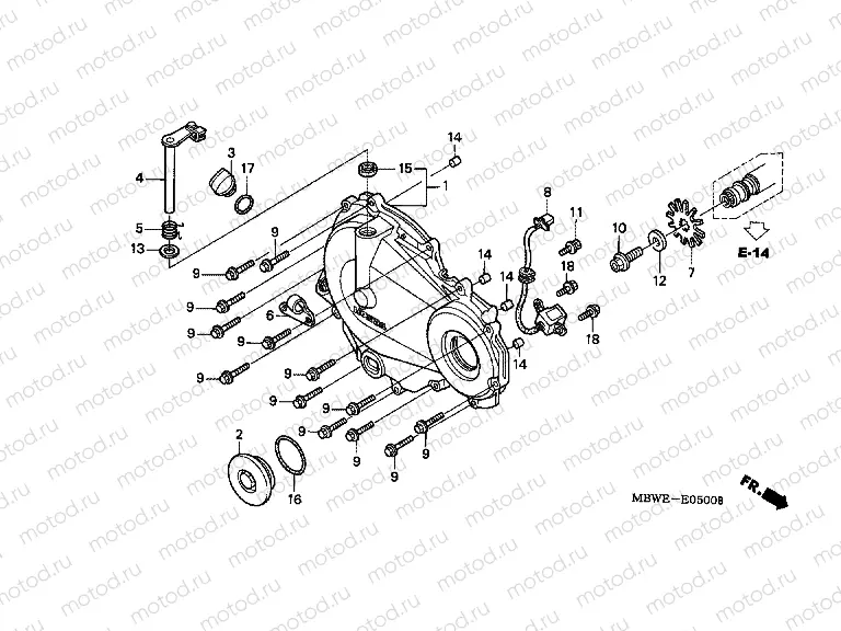 E-5 RIGHT CRANKSHAFT COVER