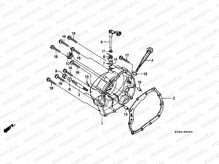 E-5 RIGHT CRANKSHAFT COVER