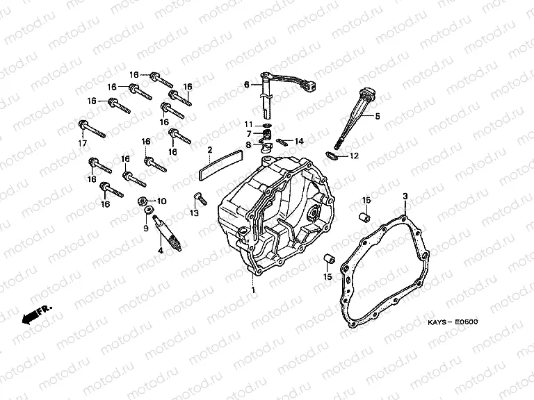 E-5 RIGHT CRANKSHAFT COVER
