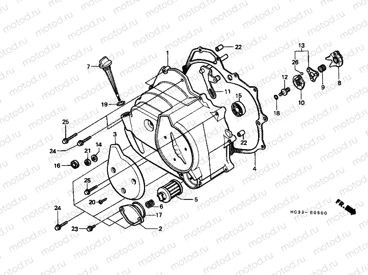 E-5 RIGHT CRANKSHAFT COVER