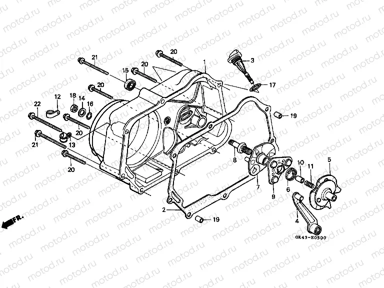 E-5 RIGHT CRANKSHAFT COVER (C50DF / G / DG / J / N / SN)