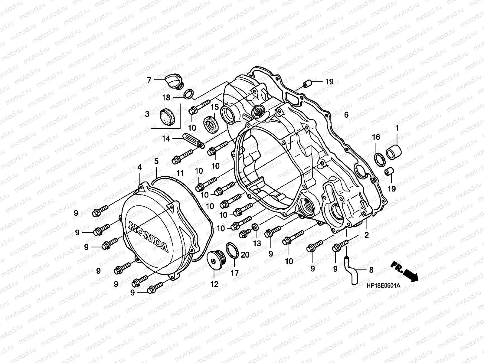 E-6-1 R. CRANKCASE COVER (TRX450R6,7,8/ER6,7,8)