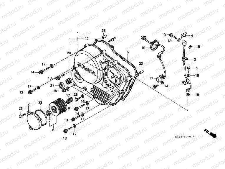E-6-1 RIGHT CRANKSHAFT COVER