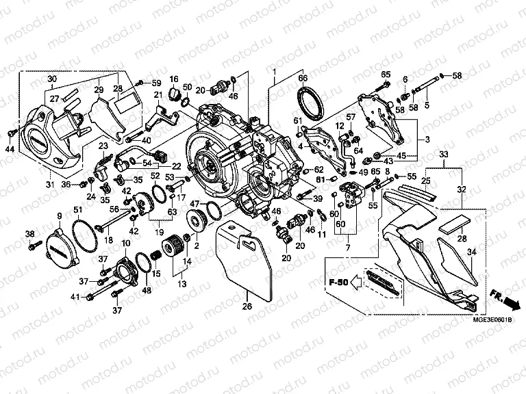 E-6-1 RIGHT CRANKSHAFT COVER (VFR1200FD)