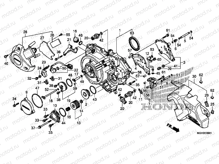 E-6-1 RIGHT CRANKSHAFT COVER (VFR1200XD)