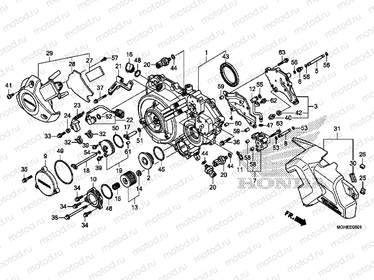 E-6-1 RIGHT CRANKSHAFT COVER (VFR1200XD / XDA / XDL / XDS)