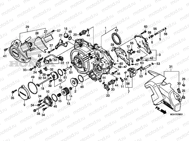E-6-1 RIGHT CRANKSHAFT COVER (VFR1200XD / XDA / XDL / XDS)
