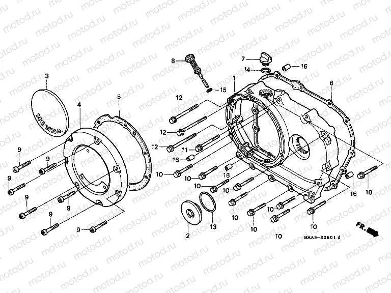 E-6-1 RIGHT CRANKSHAFT COVER (VT1100CV / CW / C2)