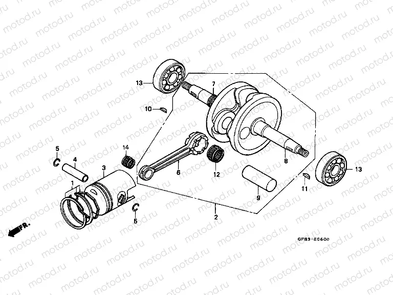 E-6 CRANKSHAFT / PISTON