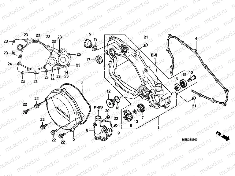 E-6 J. CRANKSHAFT COVER / WATERPUMP
