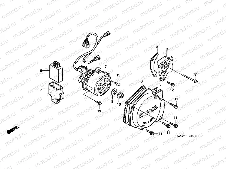 E-6 LEFT CRANKSHAFT COVER / GENERATOR
