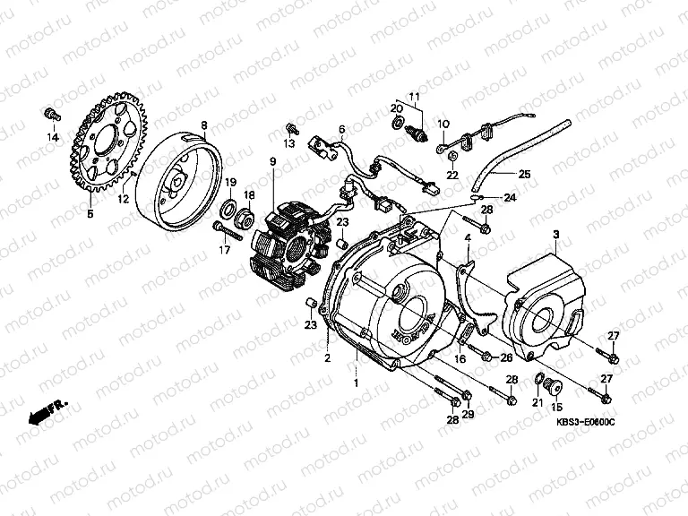 E-6 LEFT CRANKSHAFT COVER / GENERATOR